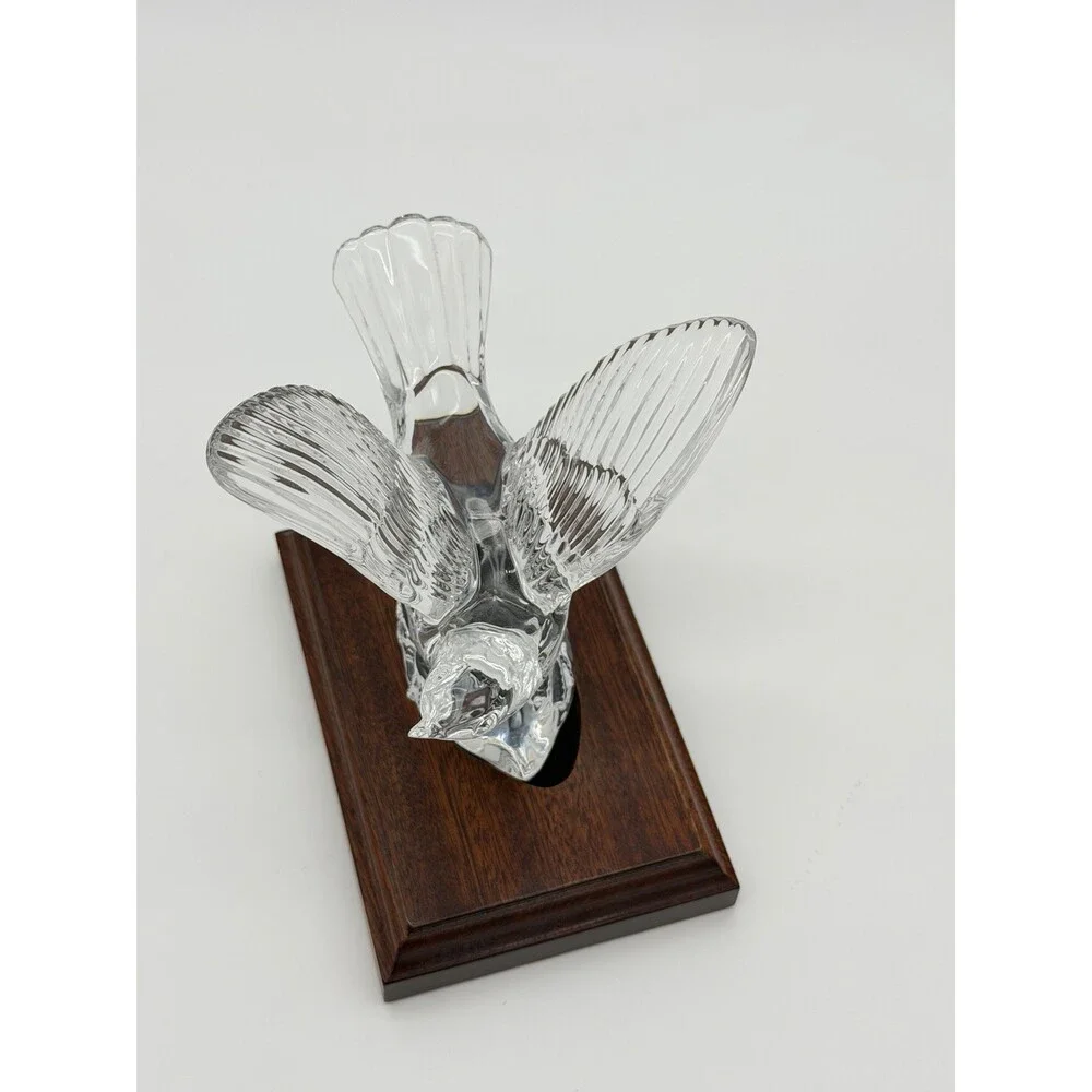 Waterford Crystal Collectors Society NIGHTINGALE Bird Figurine Wood Base